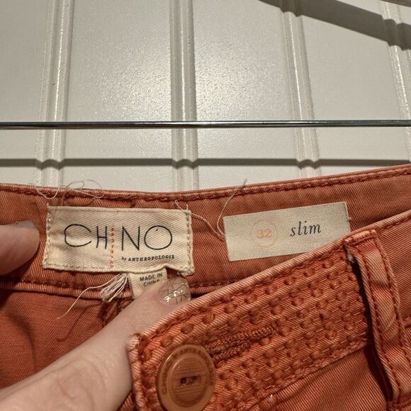 Anthropologie Slim Chino Pants Orange Size 32 - Picture 5 of 7